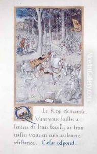 A Battle Scene from Les Commentaires de la Guerre Gallique by Francois Demoulins by Godefroy
