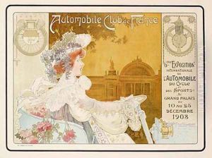 Poster advertising the sixth exhibition of the Automobile Club de France by Privat Livemont