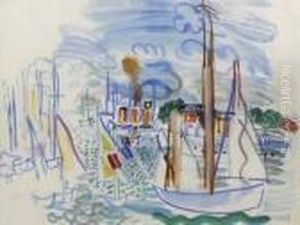 Le Bassin De Deauville, Circa 1930 by Raoul Dufy