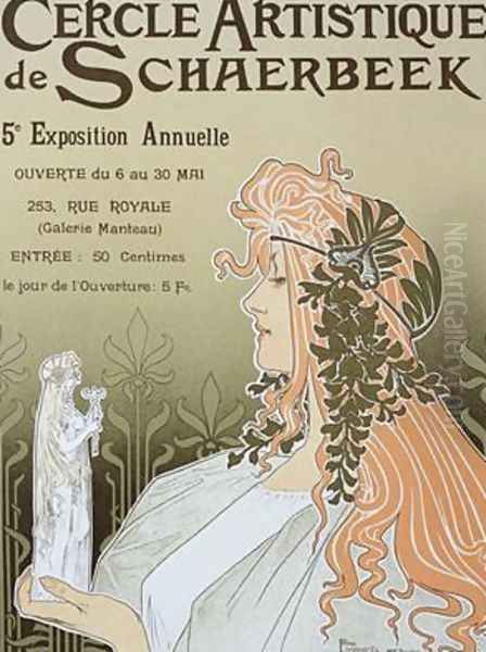 Reproduction of a poster advertising Schaerbeeks Artistic Circle the Fifth Annual Exhibition Galerie Manteau 1897 - view 1