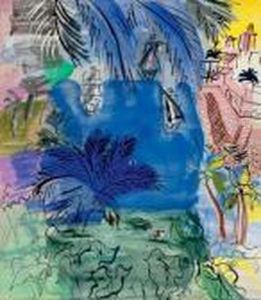 Composition Au Port, Palmier Et Feuilles D'arum by Raoul Dufy