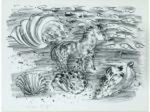 :cheval Et Coquillage Lithographie :cheval Et Coquillage Lithographie