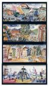 La Fontaine - Les Regates - Paysage Au Viaduc. (petit Manque) - Place Et Palmiers. by Raoul Dufy