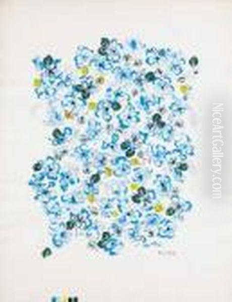 Projet De Tissus - Jetee De Fleurs Bleues - view 1
