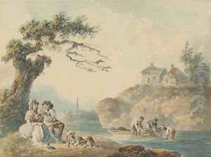A young drover wooing a milkmaid by Peter La Cave