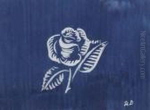 Weisse Rose Auf Blauem Hintergrund. by Raoul Dufy