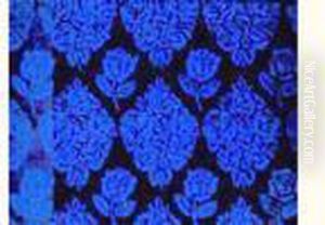 Losanges De Roses Bleus Sur Fond Noir by Raoul Dufy