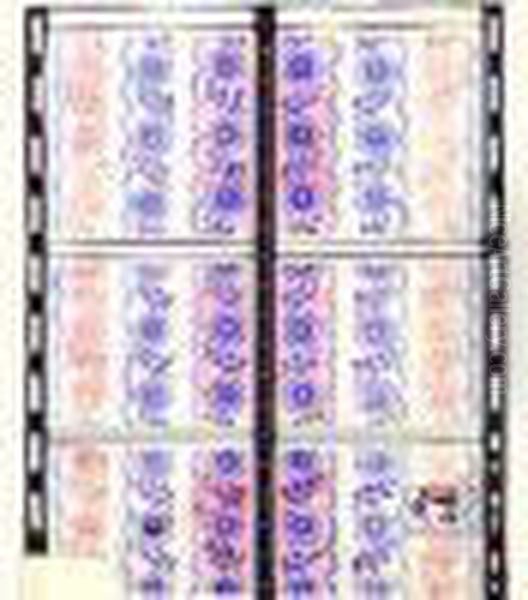 Frises Et Fleurs Roses Et Bleues - view 1