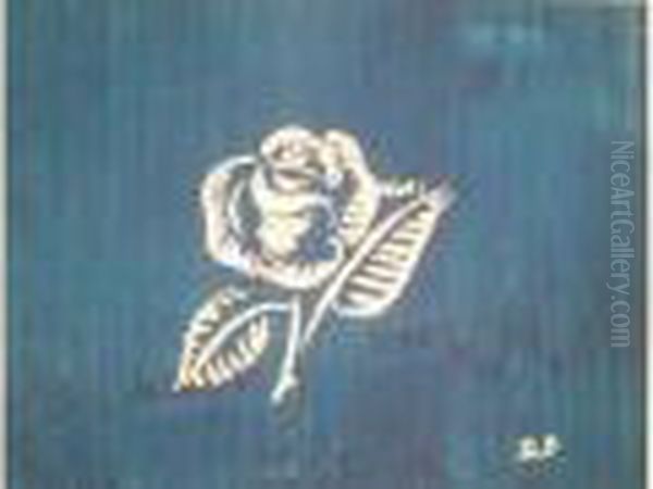 Rose Blanche Sur Fond Bleu - view 1