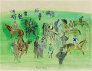 Chevaux Et Jockeys Au Paddock by Raoul Dufy