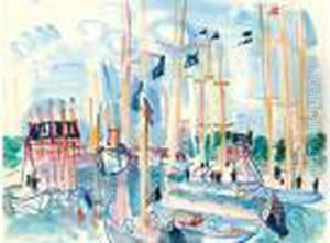 Deauville, Le Bassin Des Yachts, Circa 1926 by Raoul Dufy