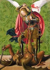 St Michael Killing the Dragon by Josse Lieferinxe