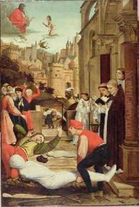 St Sebastian Interceding for the Plague Stricken by Josse Lieferinxe