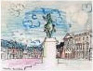 La Statue De Louis Xiv Dans La Cour De Versailles by Raoul Dufy