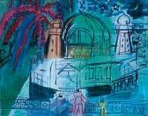 Feu D'artifice Sur Le Casino De Nice by Raoul Dufy