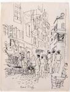 Rue A Marseille Avec Des Soldats Senegalais Et Desprostituees by Raoul Dufy