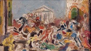 Cavaliers Devant Le Pantheon by Charles Georges Dufresne