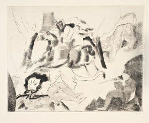 Chasseurs De Lions by Charles Georges Dufresne
