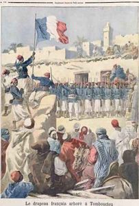 The Raising of the French Flag at Timbuktu by Frederic-Theodore Lix