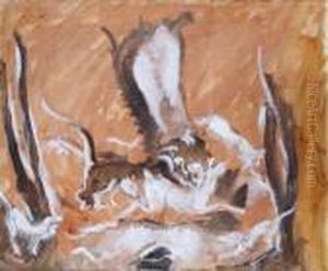 Lion Devant Une Gazelle by Charles Georges Dufresne