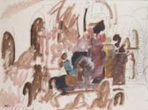 Scene Animee En Afrique Du Nord by Charles Georges Dufresne