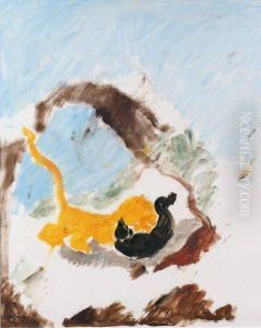 Lionne Devant Une Proie by Charles Georges Dufresne