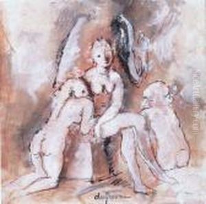 Trois Nus Dans Un Paysage by Charles Georges Dufresne