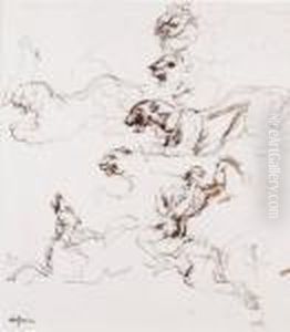 Etude De Cavaliers Et De Lions
