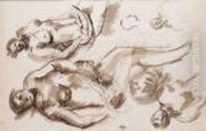 Etude De Femmes Couchees by Charles Georges Dufresne