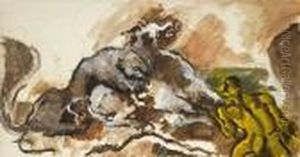 La Chasse Au Lion by Charles Georges Dufresne