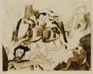Chasseurs De Lions by Charles Georges Dufresne