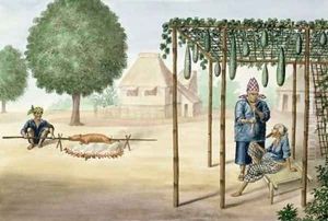 Village Scene near Manila by Jose Honorato Lozano