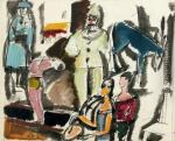 Scene De Cirque
Huile, Gouache Et Encre De Chine Sur Papier, Signees En Bas A Droite - view 1