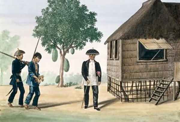 A Prisoner led off by a Policeman and a Councillor - view 1