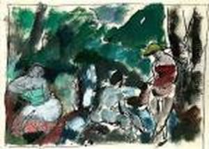 Baigneuses Au Bord D'un Torrent by Charles Georges Dufresne