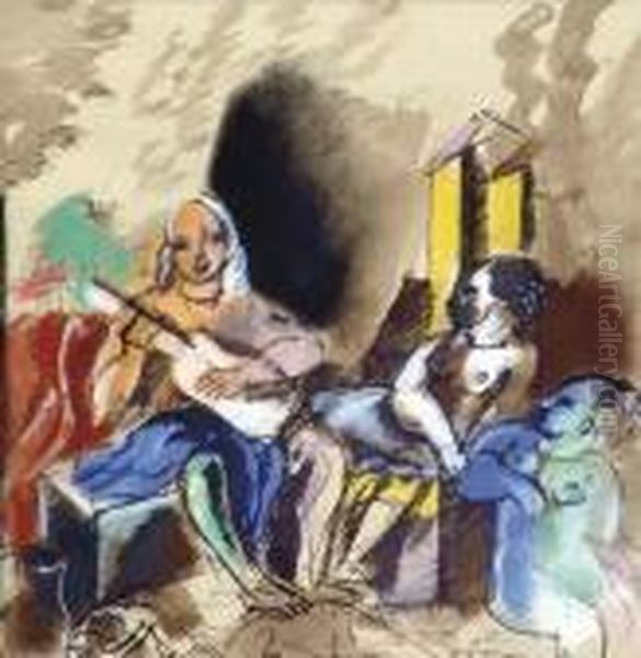 A Musician With Two Nudes In An Interior - view 1