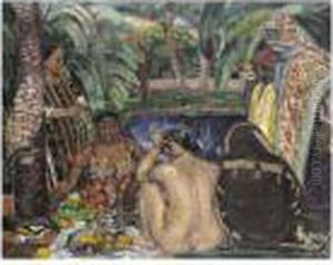 Huile Sur Toile Musique Dans
L'oasis [a Charles Dufresne Oil On Canvas Musique Dans L'oasis by Charles Georges Dufresne