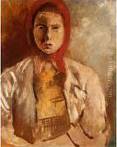 Femme Au Foulard Rouge by Charles Georges Dufresne