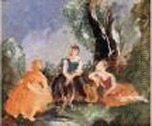 Trois Femmes Dans Un Jardin by Charles Georges Dufresne
