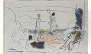 La Famille A La Plage by Charles Georges Dufresne