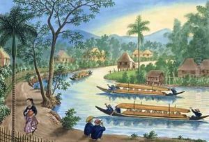 View near the Town of Tagnig on the Pasig River by Jose Honorato Lozano