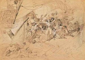 Le Vengeur du Peuple Sinking at the Battle of Ouessant by Louis Lafitte