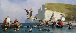 Bathing at Etretat