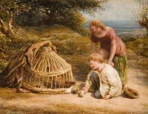 Feeding the Chicks 1862 by John Linnell