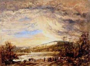 A River Landscape Sunset by John Linnell
