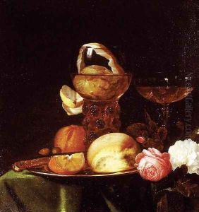 Still-Life with Fruit and Roses 1647-49 by Simon Luttichuijs