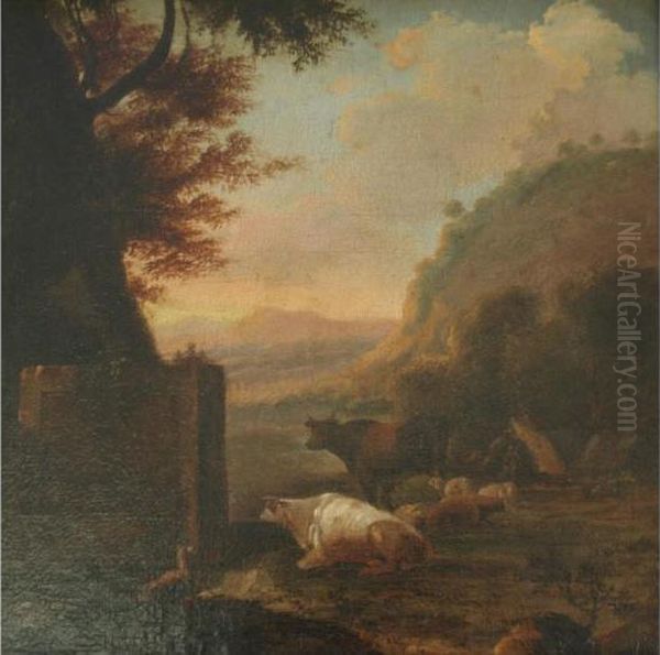 Pastoral Scene With Cattle And Sheep - view 1