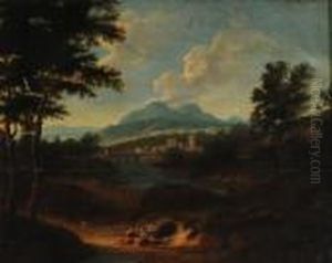 La Valle Del Tevere Sullo Sfondo Del Montesoratte by Gaspard Dughet