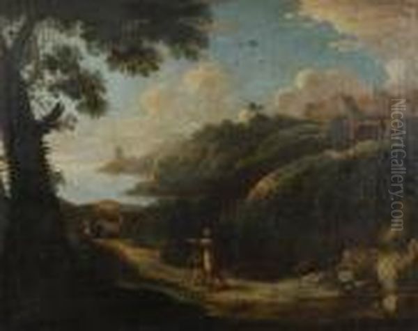 Figures On A Path In A Rocky Landscape - view 1