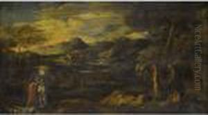 Arcadian Landscape With The Baptism Of Christ by Gaspard Dughet